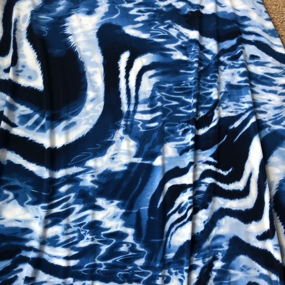 Chico’s Knit Kit Cerlean Skirt Blue Size 2/L Hankerchief Hem Swirl Twirl - Picture 6 of 6